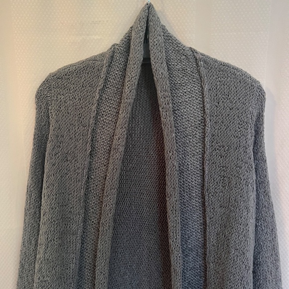 VINCE Wrap Open Front Cardigan Sweater Asymmetric Dark Gray Sz M - Picture 11 of 12